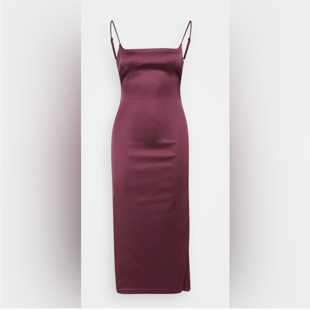 Abercrombie & Fitch Plum Satin Column Midi Dress